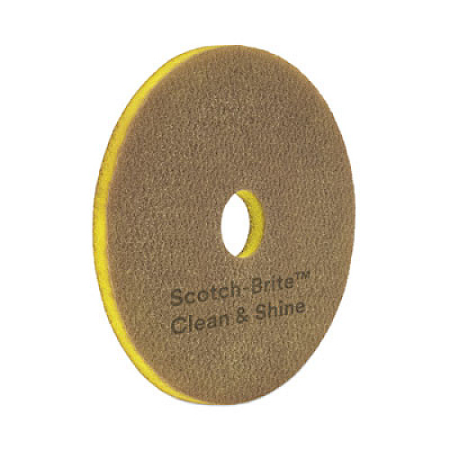 Scotch-Brite Clean and Shine Pad, 15" Diameter, Brown, 5/Carton (09540)