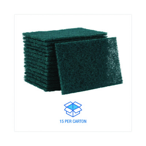 Boardwalk Heavy-Duty Scouring Pad, 6 x 9, Green, 15/Carton (186)