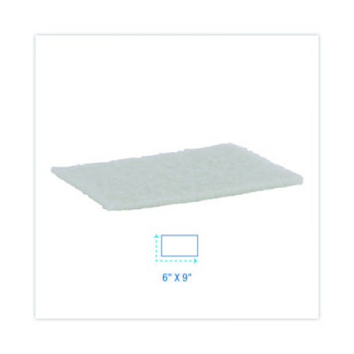 Boardwalk Light-Duty Scouring Pad, 6 x 9, White, 20/Carton (198)
