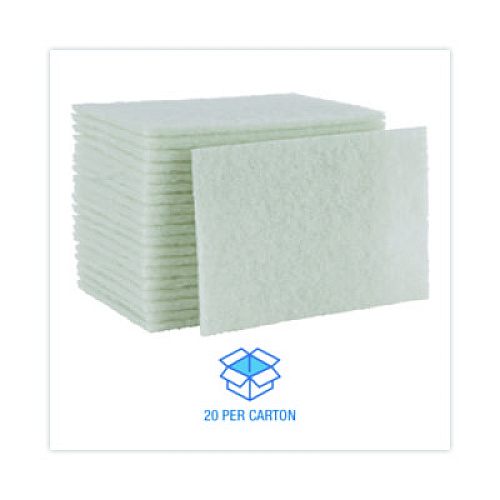 Boardwalk Light-Duty Scouring Pad, 6 x 9, White, 20/Carton (198)