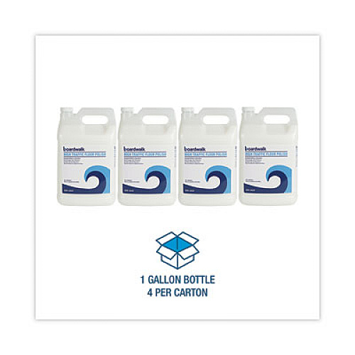 Boardwalk High Traffic Floor Polish, Apply 3 to 5 Coats per Application, Unscented, 1 gal Bottle, 4/Carton (4404F)