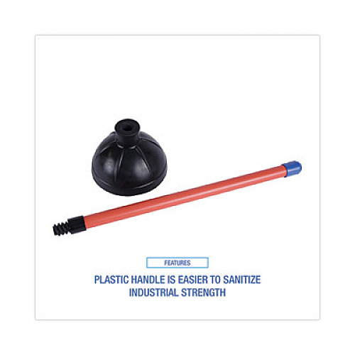 Boardwalk Toilet Plunger, 18" Plastic Handle, 5.63" dia, Red/Black, 6/Carton (09201)