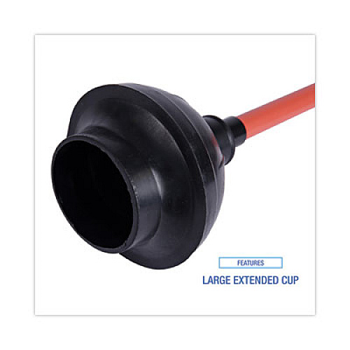 Boardwalk Toilet Plunger, 18" Plastic Handle, 5.63" dia, Red/Black (09201EA)