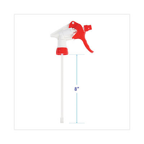 Boardwalk General Purpose Trigger Sprayer, 8" Tube, Fits 16 oz to 24 oz Bottles, Red/White, 24/Carton (09227)