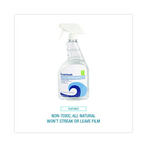 Boardwalk Natural Glass Cleaner, Unscented, 32 oz Trigger Spray Bottle, 12/Carton (47112G)