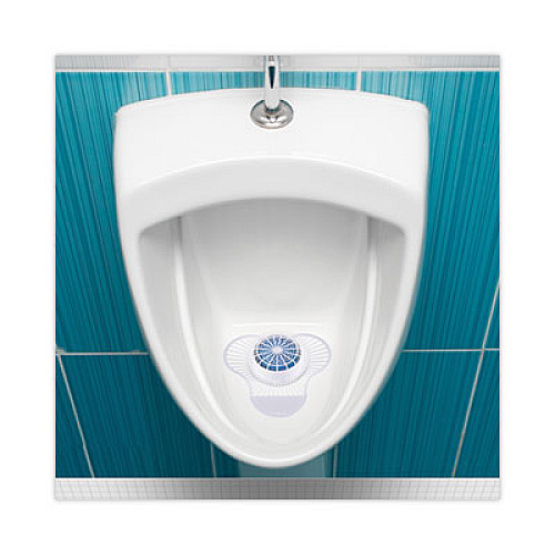 Boardwalk Urinal Screen with Non-Para Deodorizer Block, Green Apple Scent, Blue/White, 3.25 oz, 12/Box (NUS)