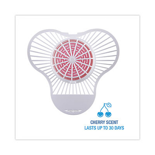 Boardwalk Urinal Screen with Para Deodorizer Block, Cherry Scent, Red/White, 3 oz, 12/Box (PBS)