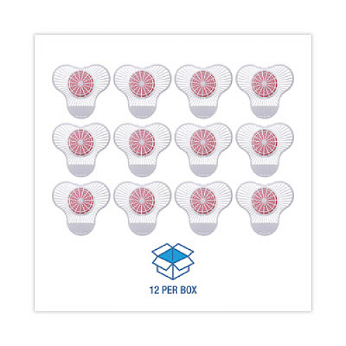 Boardwalk Urinal Screen with Para Deodorizer Block, Cherry Scent, Red/White, 3 oz, 12/Box (PBS)
