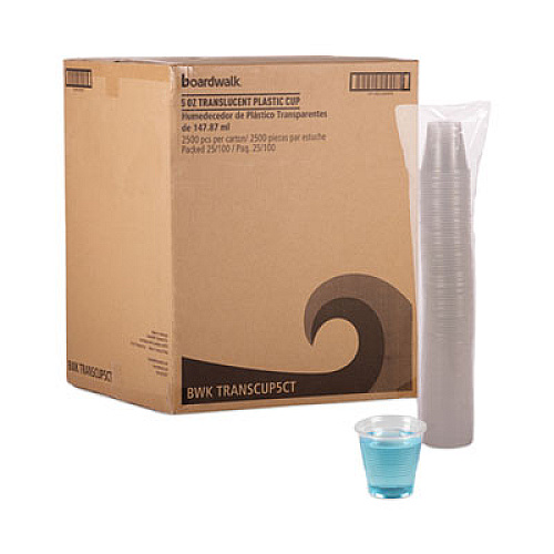 Boardwalk Translucent Plastic Cold Cups, 5 oz, 100/Sleeve, 25 Sleeves/Carton (TRANSCUP5CT)