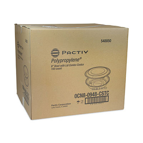Pactiv Evergreen EarthChoice MealMaster Container with Lid, 48 oz, 9" Diameter x 2.12" h, Black/Clear, Plastic, 150/Carton (0CN80948CSTC)