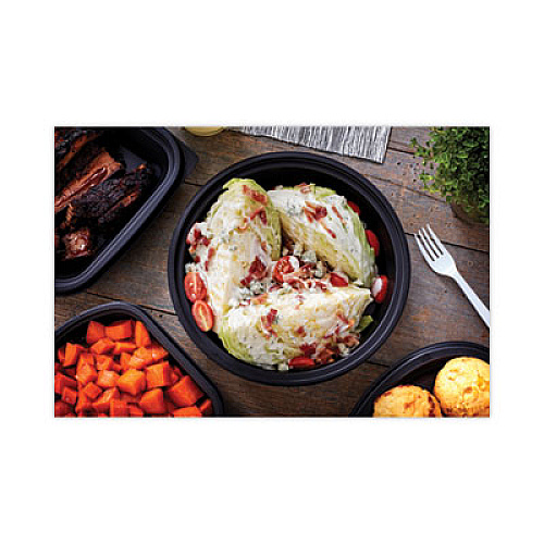 Pactiv Evergreen EarthChoice MealMaster Container with Lid, 48 oz, 9" Diameter x 2.12" h, Black/Clear, Plastic, 150/Carton (0CN80948CSTC)