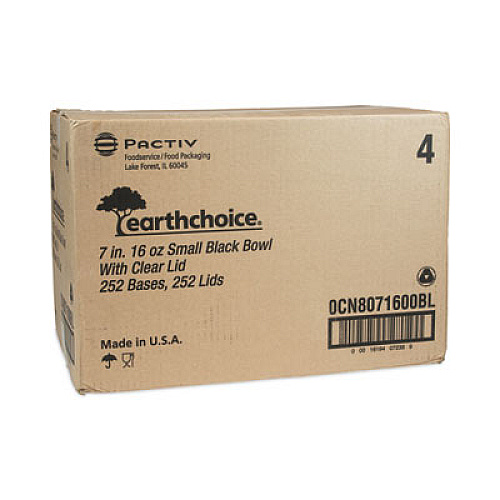 Pactiv Evergreen EarthChoice MealMaster Container with Lid, 16 oz, 7 x 7 x 1.8, Black/Clear, Plastic, 252/Carton (0CN8071600BL)