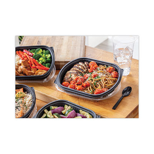 Pactiv Evergreen Clearview Micromax Microwavable Container, 36 oz, 9.37 x 8 x 1.5, Black, Plastic, 250/Carton (0CN846360000)
