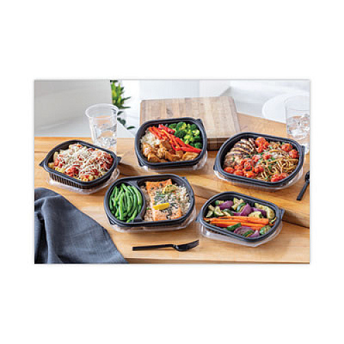 Pactiv Evergreen Clearview Micromax Microwavable Container, 36 oz, 9.37 x 8 x 1.5, Black, Plastic, 250/Carton (0CN846360000)