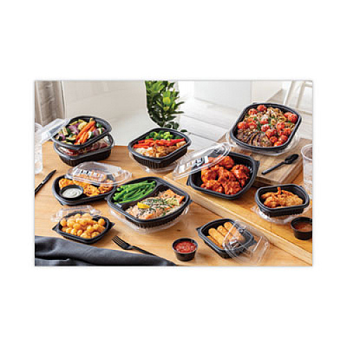 Pactiv Evergreen Clearview Micromax Microwavable Container, 36 oz, 9.37 x 8 x 1.5, Black, Plastic, 250/Carton (0CN846360000)