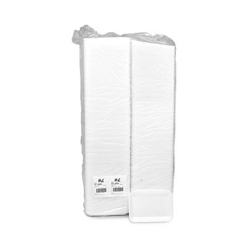 Pactiv Evergreen Supermarket Tray, #2, 8.2 x 5.7 x 0.91, White, Foam ,500/Carton (0TF100200000)