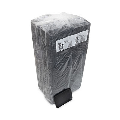 Pactiv Evergreen Supermarket Tray, #2S, 8.2 x 5.7 x 0.65, Black, Foam, 500/Carton (0TFB02S00000)