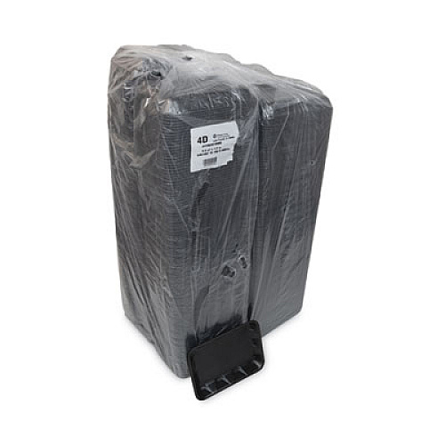 Pactiv Evergreen Supermarket Tray, #4D1, 9.5 x 7 x 1.25, Black, Foam, 500/Carton (0TFB04D10000)