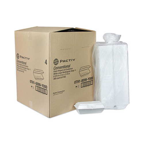Pactiv Evergreen Foam Hinged Lid Containers, Single Tab Lock Hoagie, 9.8 x 5 x 3.3, White, 560/Carton (0TH10099Y000)