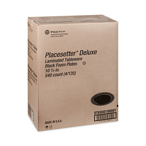 Pactiv Evergreen Placesetter Deluxe Laminated Foam Dinnerware, Plate, 10.25" dia, Black, 540/Carton (0TKB0010000Y)
