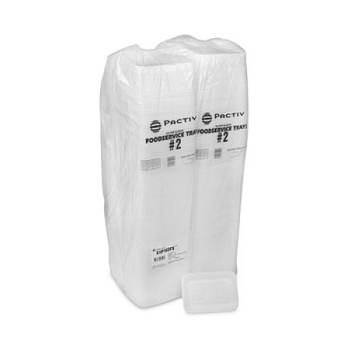 Pactiv Evergreen Meat Tray, #2, 8.4 x 5.9 x 1.2, White, Foam, 500/Carton (51P102FS)