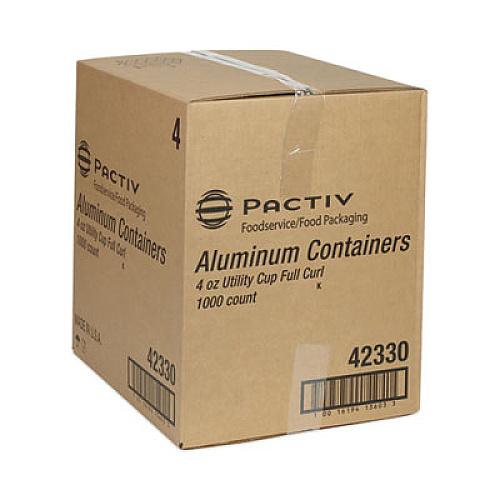 Pactiv Evergreen Aluminum Take-Out Container, 4 oz, 2.94" Diameter x 1.66" h, Silver, 1,000/Carton (42330)