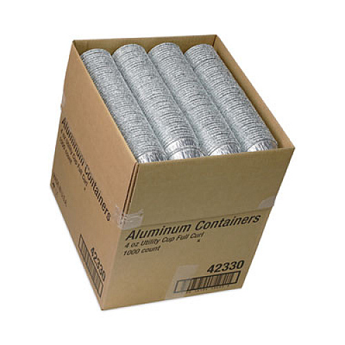 Pactiv Evergreen Aluminum Take-Out Container, 4 oz, 2.94" Diameter x 1.66" h, Silver, 1,000/Carton (42330)