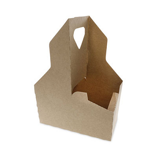 Pactiv Evergreen Paperboard Cup Carrier, Up to 44 oz, Two to Four Cups, Natural, 250/Carton (D24CPCRY44)