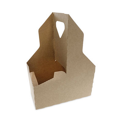 Pactiv Evergreen Paperboard Cup Carrier, Up to 44 oz, Two to Four Cups, Natural, 250/Carton (D24CPCRY44)