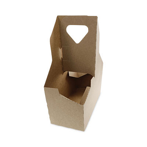 Pactiv Evergreen Paperboard Cup Carrier, Up to 44 oz, Two to Four Cups, Natural, 250/Carton (D24CPCRY44)