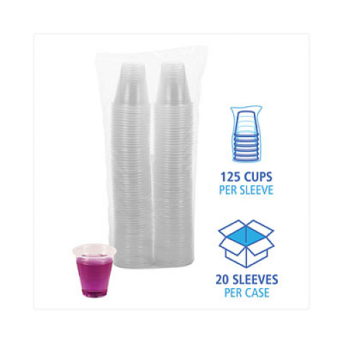 Boardwalk Translucent Plastic Cold Cups, 3 oz, 125/Sleeve, 20 Sleeves/Carton (TRANSCUP3CT)