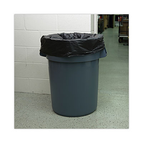 Boardwalk High-Density Can Liners, 60 gal, 14 mic, 38" x 58", Black, Perforated Roll, 25 Bags/Roll, 8 Rolls/Carton (385814K)