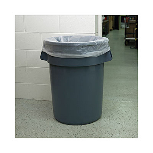 Boardwalk High-Density Can Liners, 45 gal, 19 mic, 40" x 46", Natural, Perforated Roll, 25 Bags/Roll, 6 Rolls/Carton (404622)