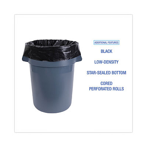 Boardwalk Industrial Can Liner Rolls, 60 gal, 2.7 mil, 21" x 17" x 63", Black, 50/Carton (D38634BN)