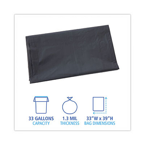Boardwalk Linear Low Density Industrial Can Liners, 33 gal, 1.3 mil, 33" x 39", Gray, Flat Pack, 100/Carton (G3339G)