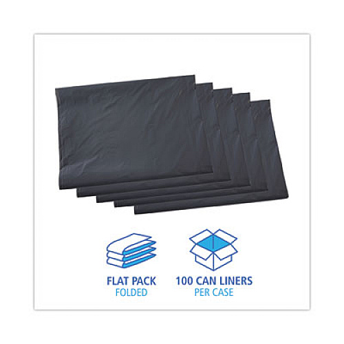 Boardwalk Linear Low Density Industrial Can Liners, 60 gal, 1.3 mil, 38" x 58", Gray, Flat Pack, 100/Carton (G3858G)