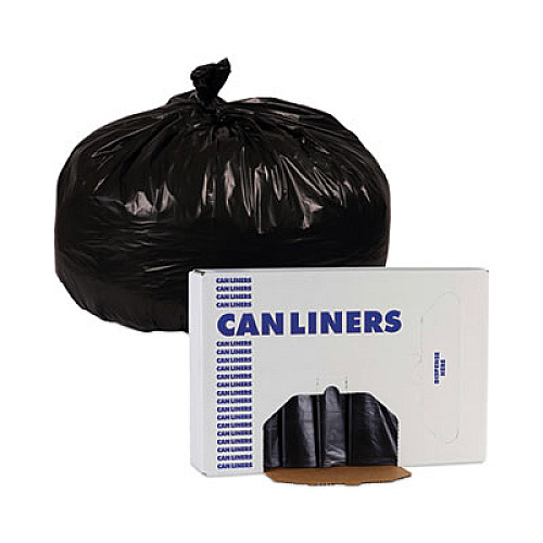 Boardwalk Linear Low Density Industrial Can Liners, 60 gal, 1.7 mil, 38" x 58", Black, Flat Pack, 100/Carton (G3858HBL)