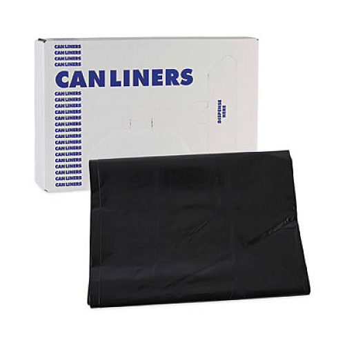 Boardwalk Linear Low Density Industrial Can Liners, 60 gal, 1.7 mil, 38" x 58", Black, Flat Pack, 100/Carton (G3858HBL)
