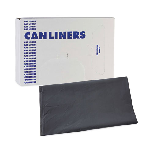 Linear Low Density Industrial Can Liners, 45 gal, 1.3 mil, 40" x 46", Gray, Flat Pack, 100/Carton