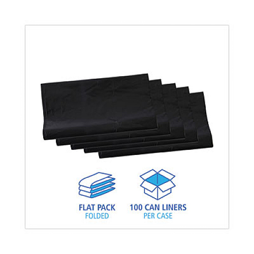 Boardwalk Linear Low Density Industrial Can Liners, 56 gal, 1.7 mil, 43" x 47", Black, Flat Pack, 100/Carton (G4347HBL)