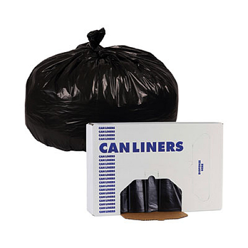 Boardwalk Linear Low Density Industrial Can Liners, 56 gal, 1.7 mil, 43" x 47", Black, Flat Pack, 100/Carton (G4347HBL)