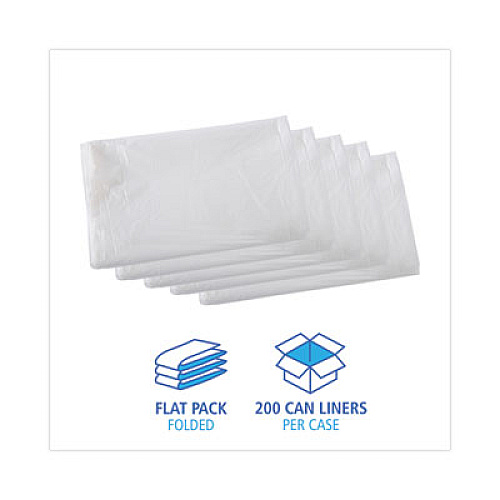 Boardwalk High Density Industrial Can Liners Flat Pack, 33 gal, 16 mic, 33" x 40", Natural, Flat Pack, 200/Carton (H3340S)