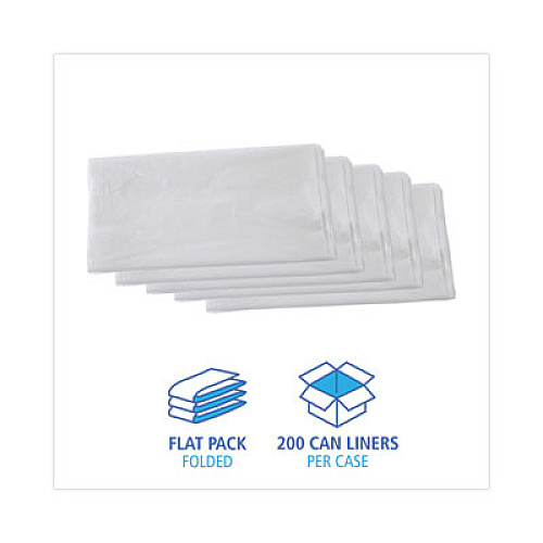 Boardwalk High Density Industrial Can Liners Flat Pack, 60 gal, 13 mic, 38" x 60", Natural, Flat Pack, 200/Carton (H3860H)