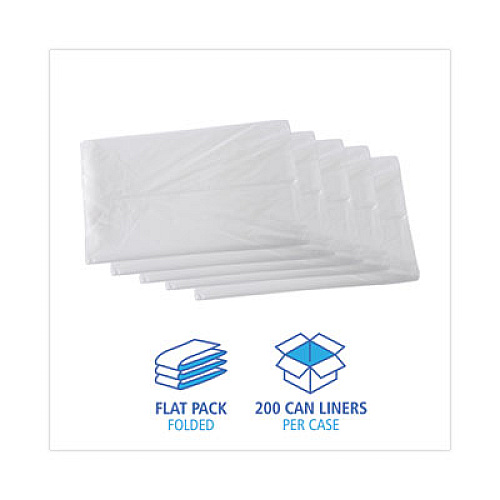 Boardwalk High Density Industrial Can Liners Flat Pack, 45 gal, 16 mic, 40" x 48", Natural, Flat Pack, 200/Carton (H4048S)