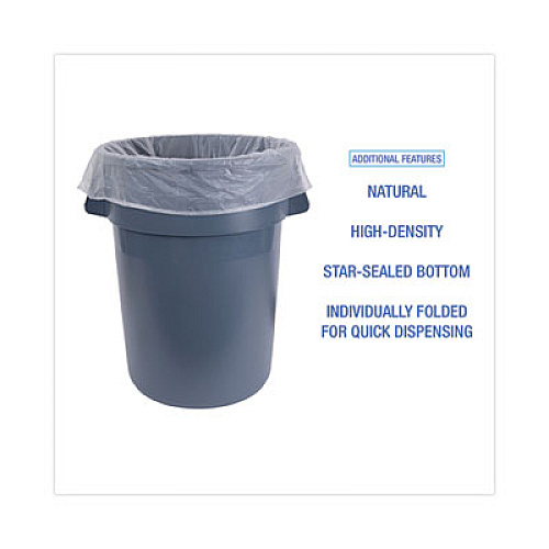 Boardwalk High Density Industrial Can Liners Flat Pack, 56 gal, 16 mic, 43" x 48", Natural, Flat Pack, 200/Carton (H4348S)