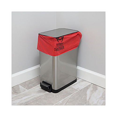 Boardwalk Linear Low Density Health Care Trash Can Liners, 16 gal, 1.3 mil, 24" x 32", Red, Flat Pack, 250/Carton (IW2432R)