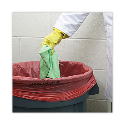 Boardwalk Linear Low Density Health Care Trash Can Liners, 33 gal, 1.3 mil, 33" x 39", Red, Flat Pack, 150/Carton (IW3339R)