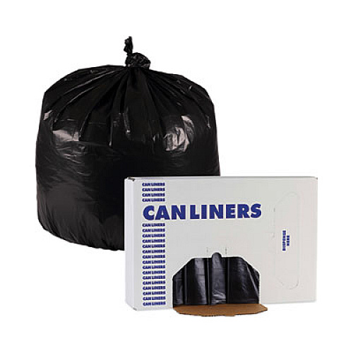 Boardwalk Linear Low Density Industrial Can Liners, 30 gal, 0.65 mil, 30" x 36", Black, Flat Pack, 200/Carton (L3036H)