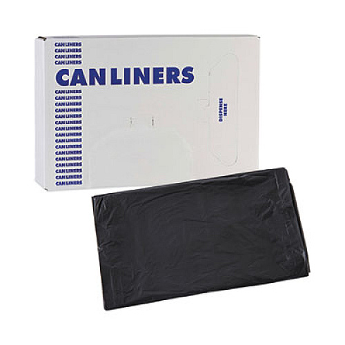 Boardwalk Linear Low Density Industrial Can Liners, 30 gal, 0.65 mil, 30" x 36", Black, Flat Pack, 200/Carton (L3036H)