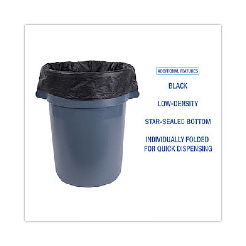 Boardwalk Linear Low Density Industrial Can Liners, 45 gal, 0.7 mil, 40" x 46", Black, Flat Pack, 100/Carton (L4046H)